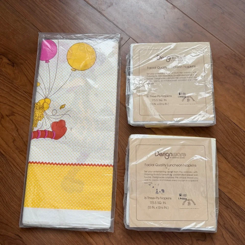 Sesame Street Birthday Party Big Bird Napkins & Table Cover 1977 Muppets inc NEW